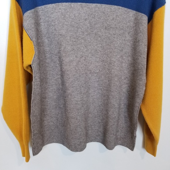 Free People Women Softly‎ Structured Color Block Sweater Sz S Blue Gray Yellow - Picture 4 of 9